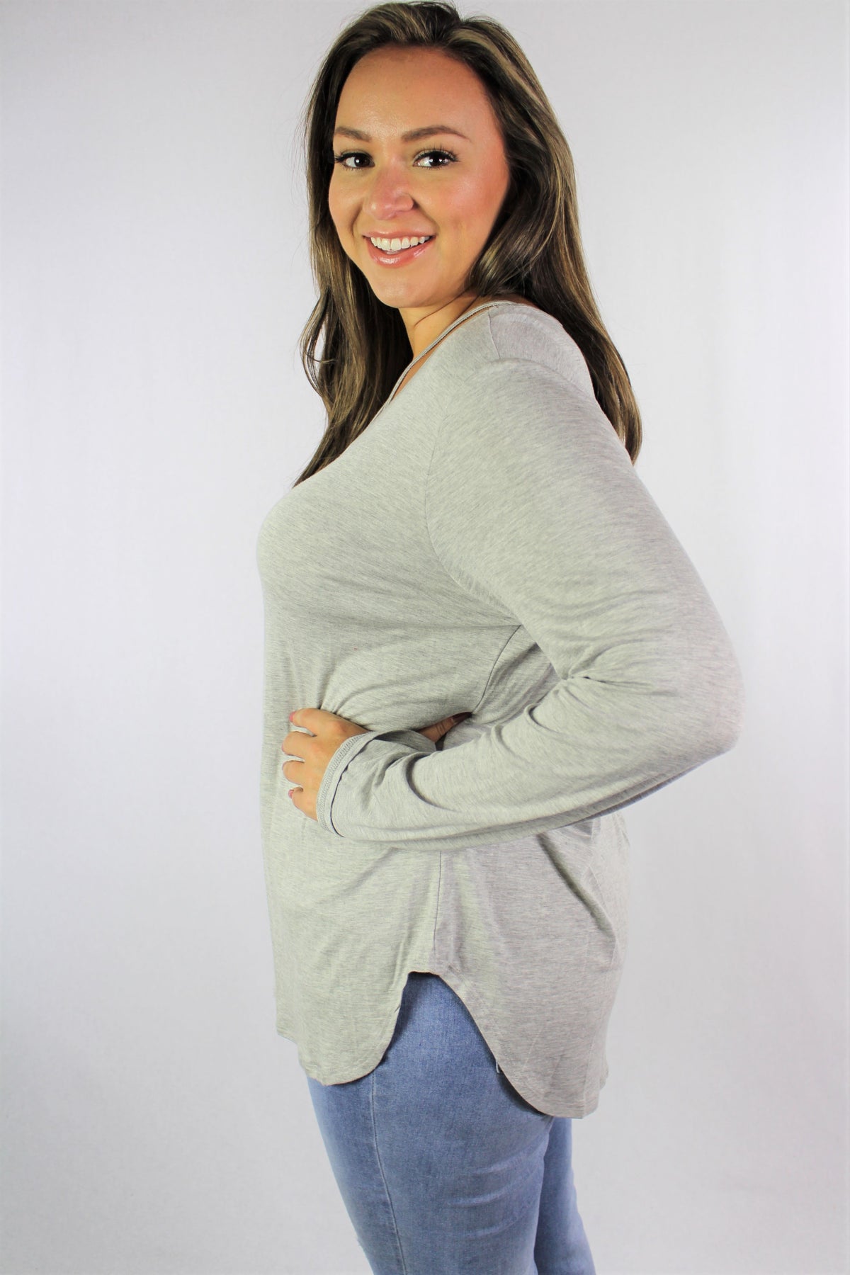 Women's Plus Size Long Sleeve Top with Criss Cross String