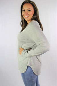 Women's Plus Size Long Sleeve Top with Criss Cross String