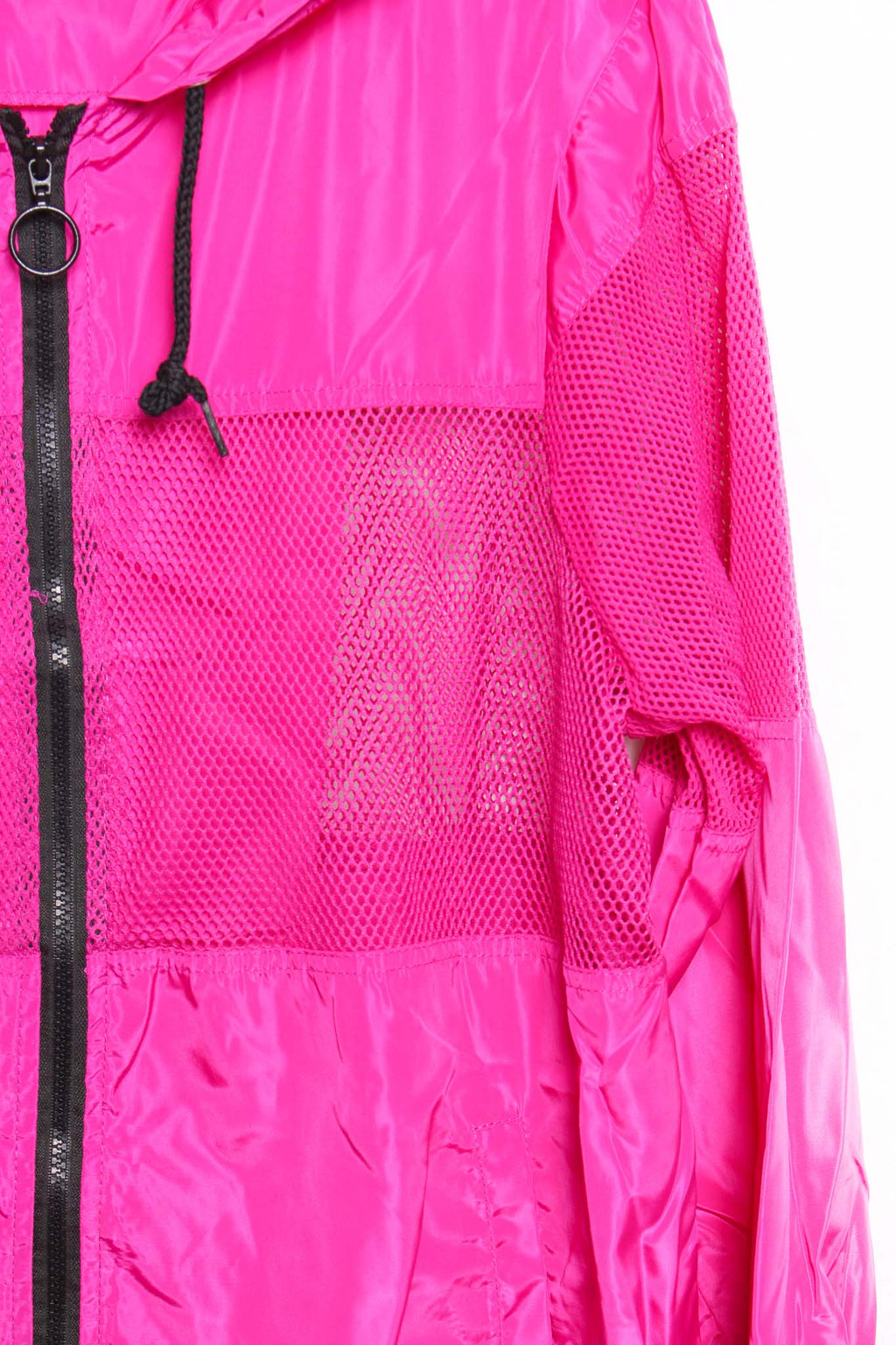 Women's Plus Long Sleeve Zip Up Mesh Detail Hooded Windbreaker Jacket