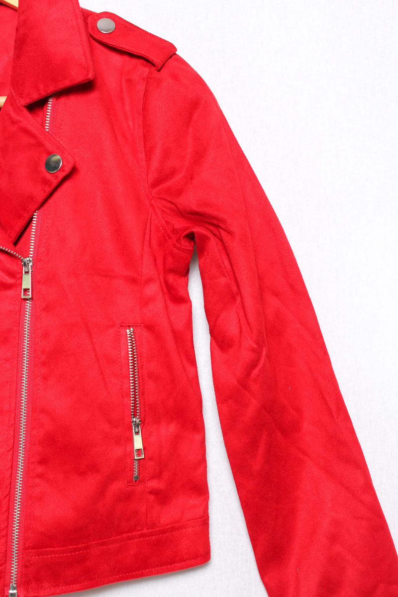 Women's Long Sleeve Zip Up Collared Biker Jacket