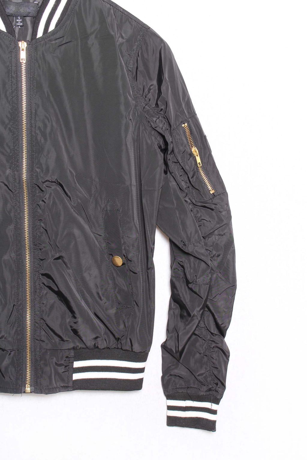Women's Long Sleeve Zip Up Pocketed Bomber Jacket
