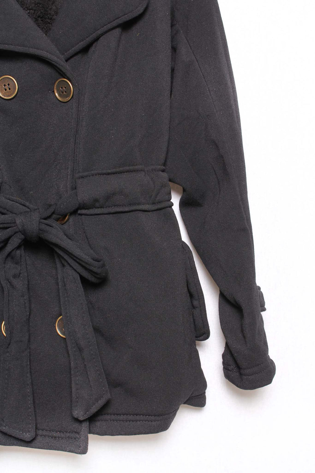 Women's Long Sleeve Button Down Belted Hooded Jacket