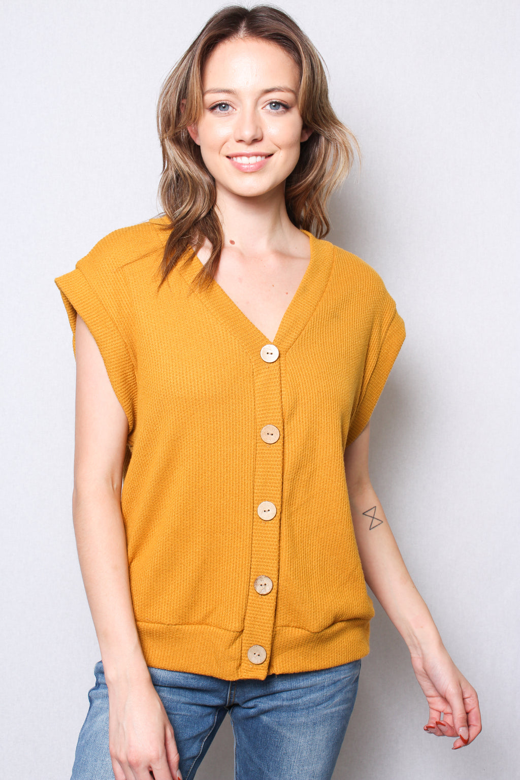 Women's Knitted Button Front Sweater Vest Top
