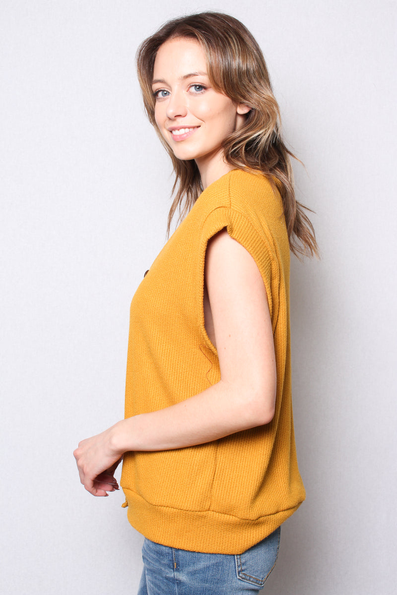 Women's Knitted Button Front Sweater Vest Top