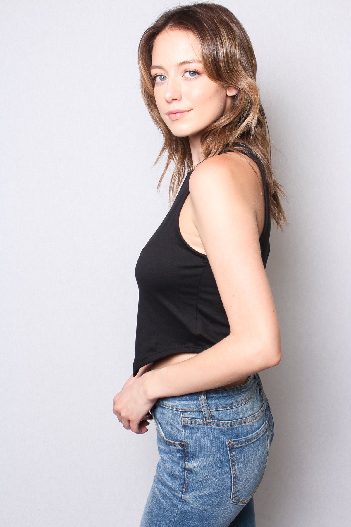 Women's Crew Neck Jersey Cropped Top