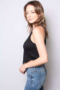Women's Crew Neck Jersey Cropped Top