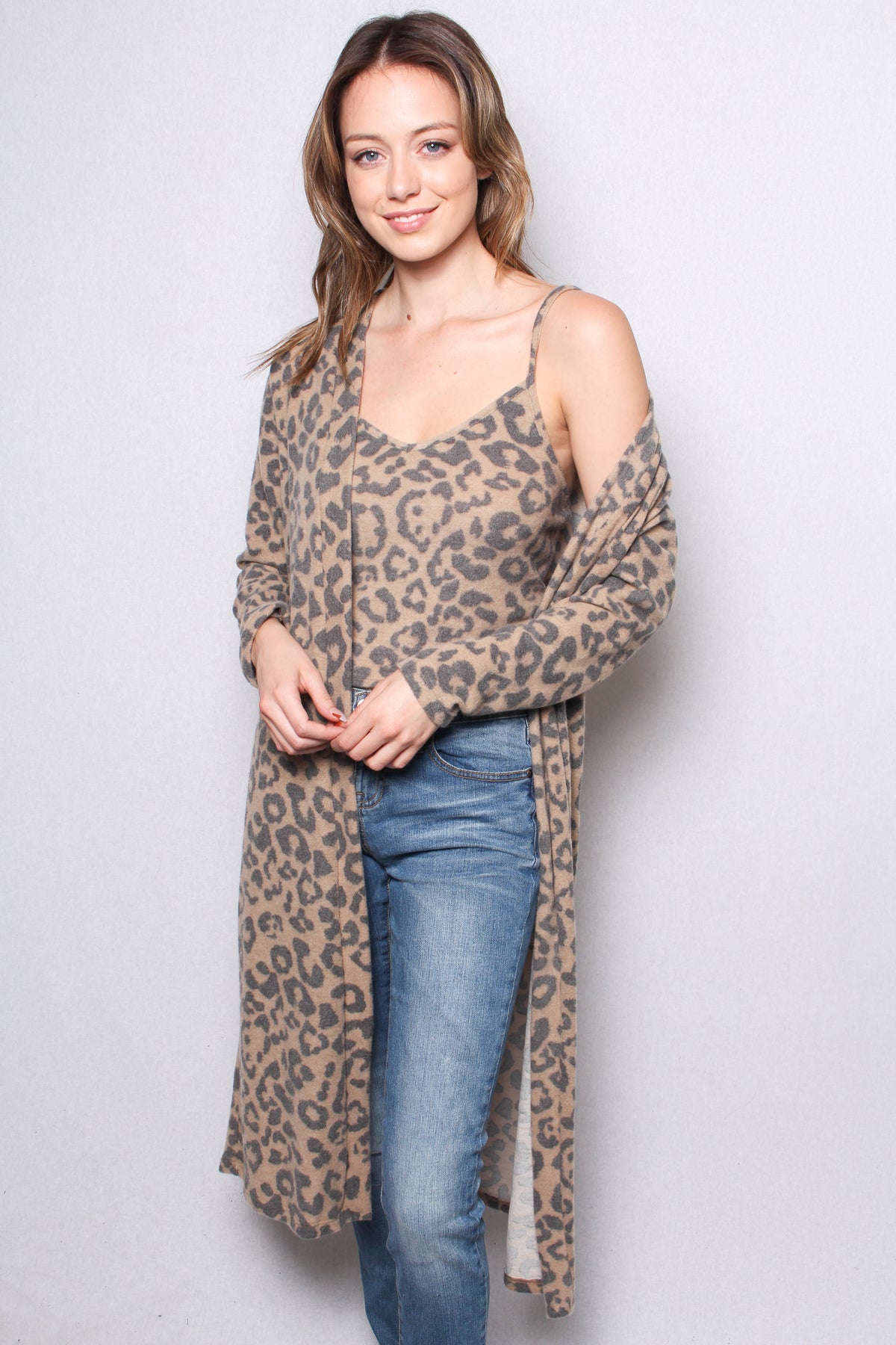 Women's Fuzzy Animal Print Spaghetti Strap Crop Top