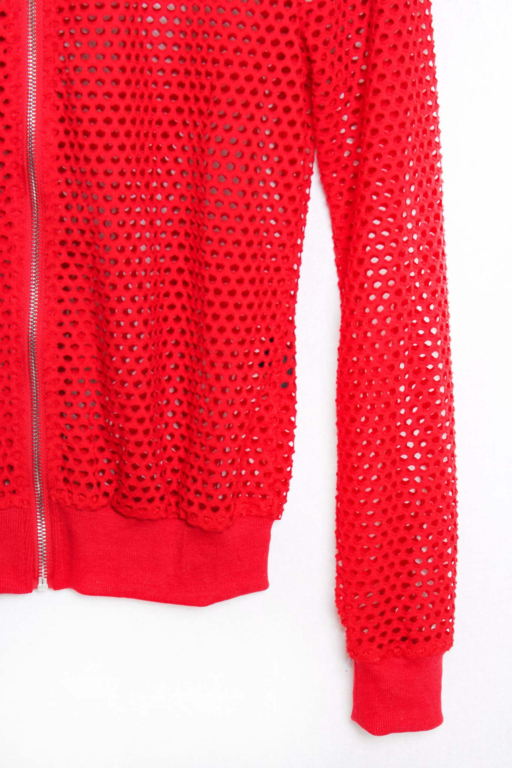 Women's Long Sleeves Zip Up Fishnet Jacket