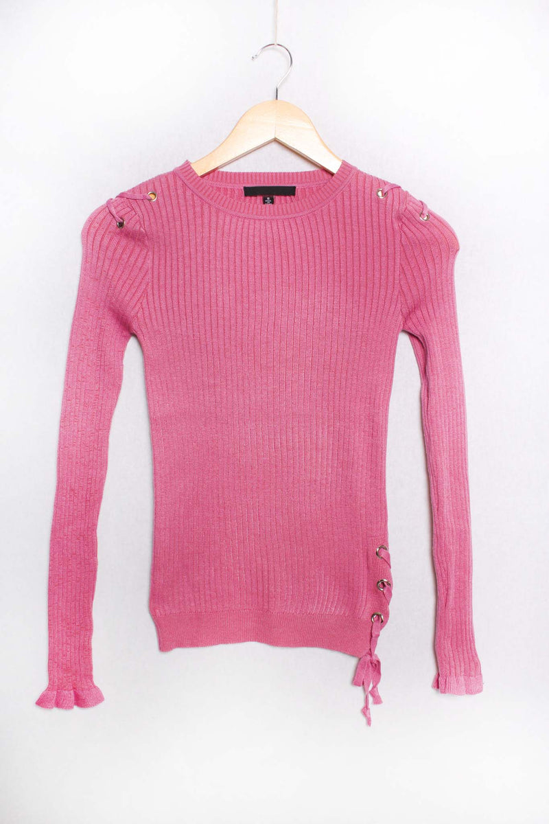 Women's Long Sleeve Drawstring Rib Knit Fitted Sweater