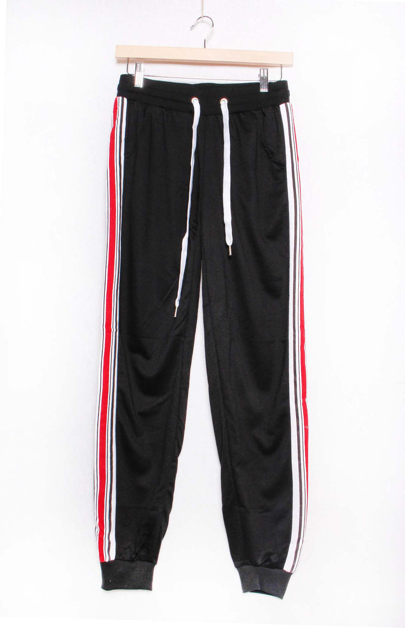 Women's High Waisted Drawstring Stripe Jogger Pants