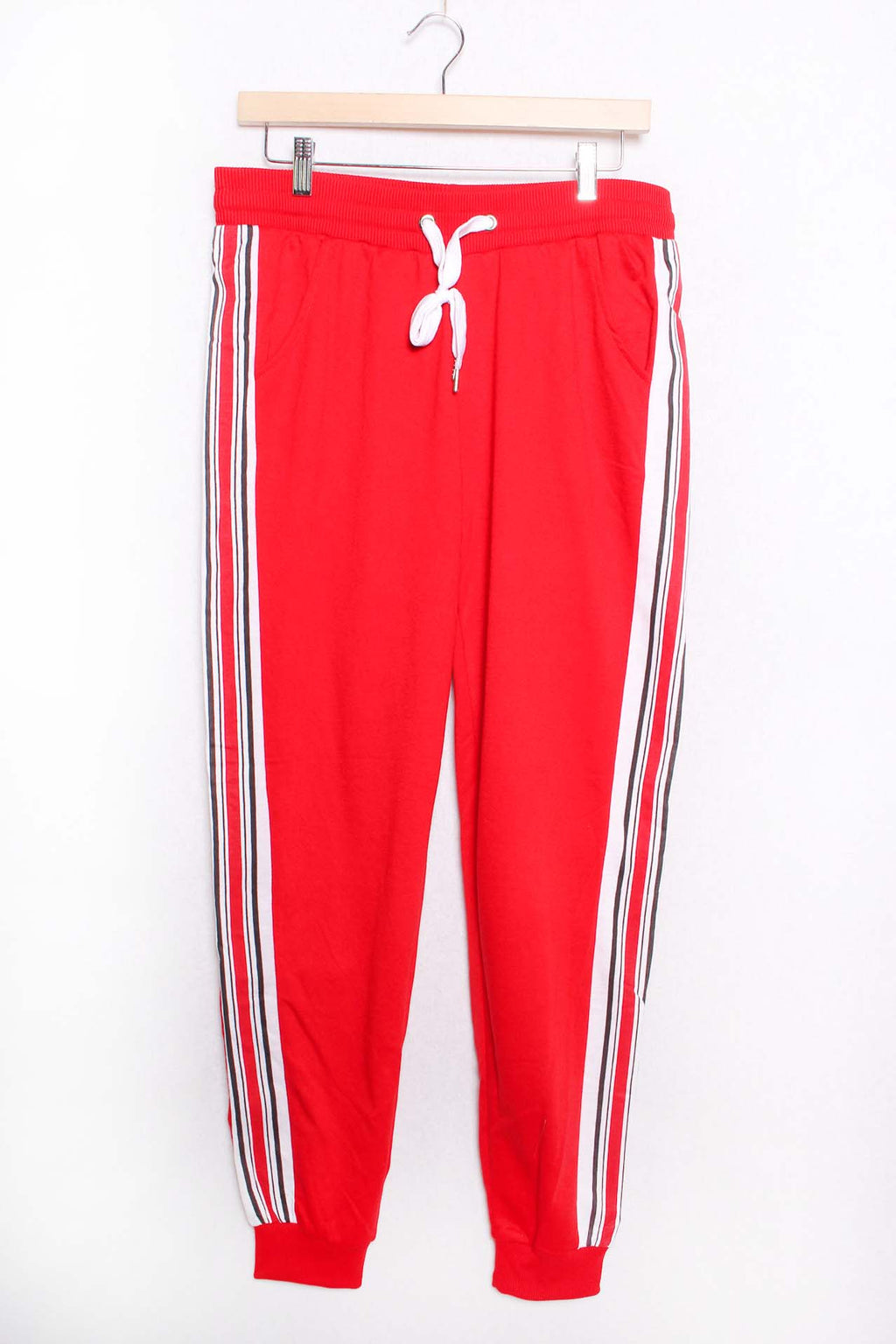 Women's High Waisted Drawstring Stripe Jogger Pants