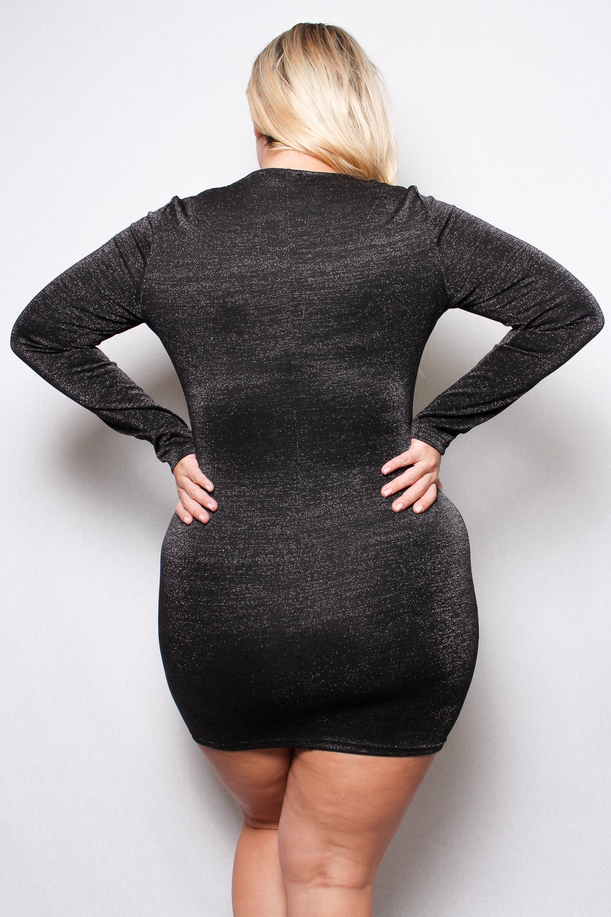Women's Plus Size Long Sleeves Bodycon Shimmer Dress