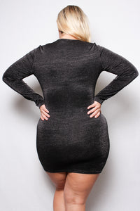 Women's Plus Size Long Sleeves Bodycon Shimmer Dress