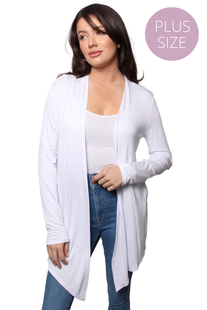 Women’s Plus Long Sleeve Side Pocket Knitted Cardigan
