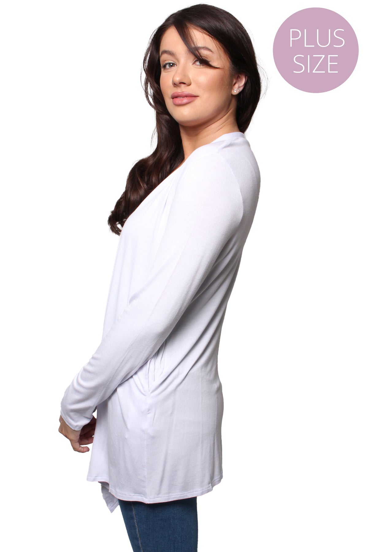 Women’s Plus Long Sleeve Side Pocket Knitted Cardigan