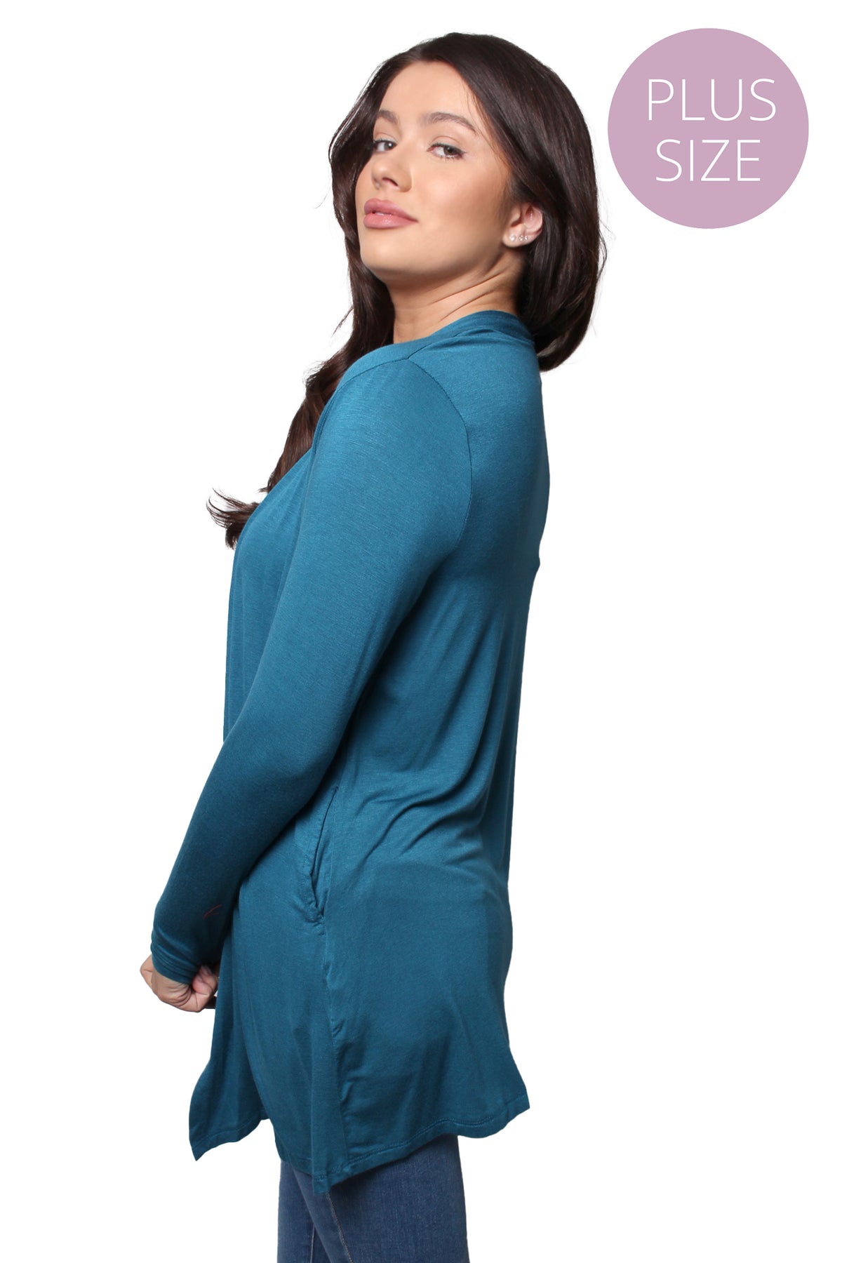 Women’s Plus Long Sleeve Side Pocket Knitted Cardigan