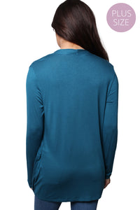 Women’s Plus Long Sleeve Side Pocket Knitted Cardigan