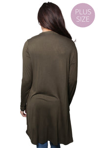 Women’s Plus Long Sleeve Front Pocket Knitted Cardigan