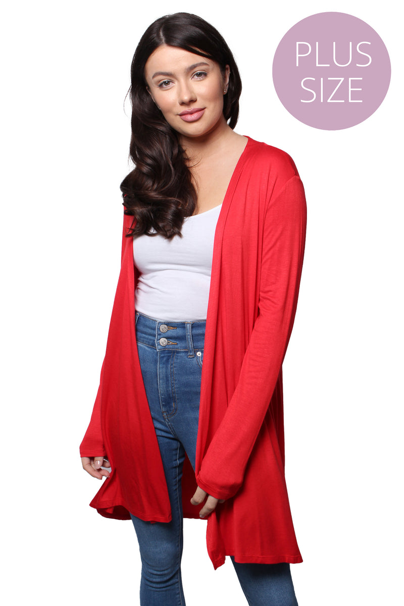 Women’s Plus Long Sleeve No Pocket Knitted Cardigan