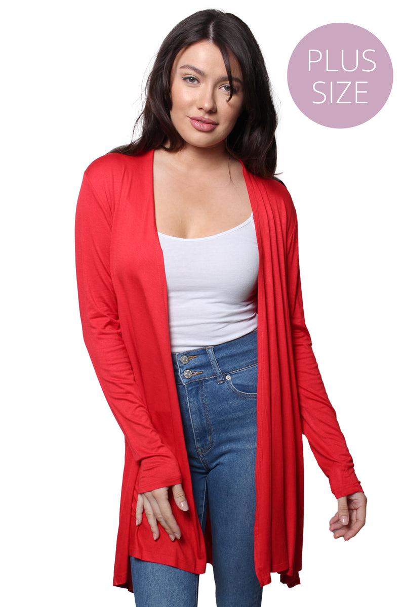 Women’s Plus Long Sleeve No Pocket Knitted Cardigan