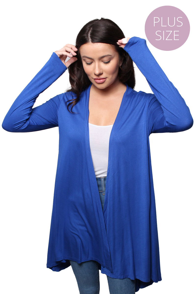 Women’s Plus Long Sleeve No Pocket Knitted Cardigan