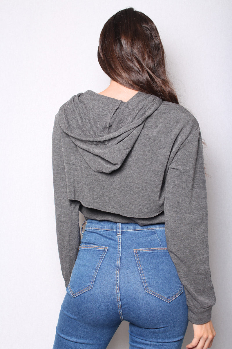 Women's Cropped Sweater with Front Cut Out
