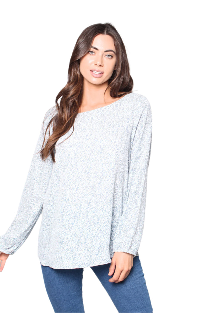 Women's Printed Long Sleeves Criss Cross Back Top