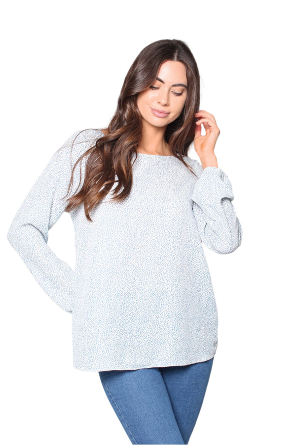 Women's Printed Long Sleeves Criss Cross Back Top