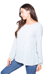 Women's Printed Long Sleeves Criss Cross Back Top
