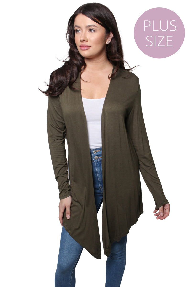 Women’s Plus Long Sleeve Waterfall Knitted Cardigan