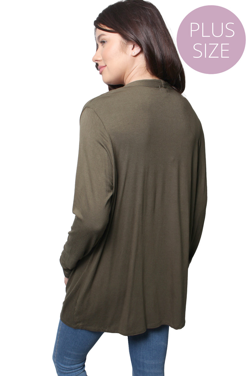 Women’s Plus Long Sleeve Waterfall Knitted Cardigan