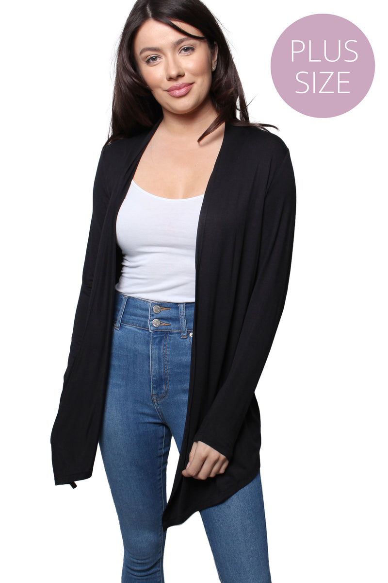 Women’s Plus Long Sleeve Waterfall Knitted Cardigan