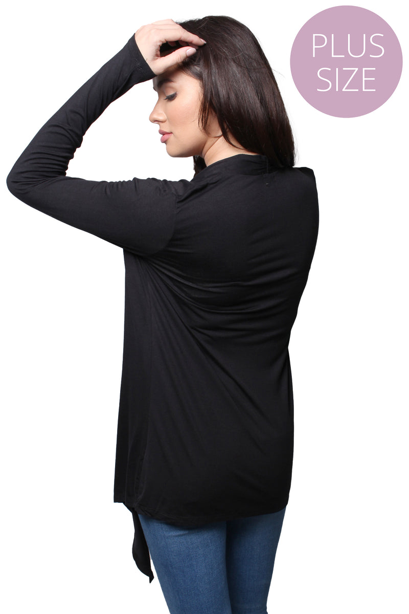 Women’s Plus Long Sleeve Waterfall Knitted Cardigan