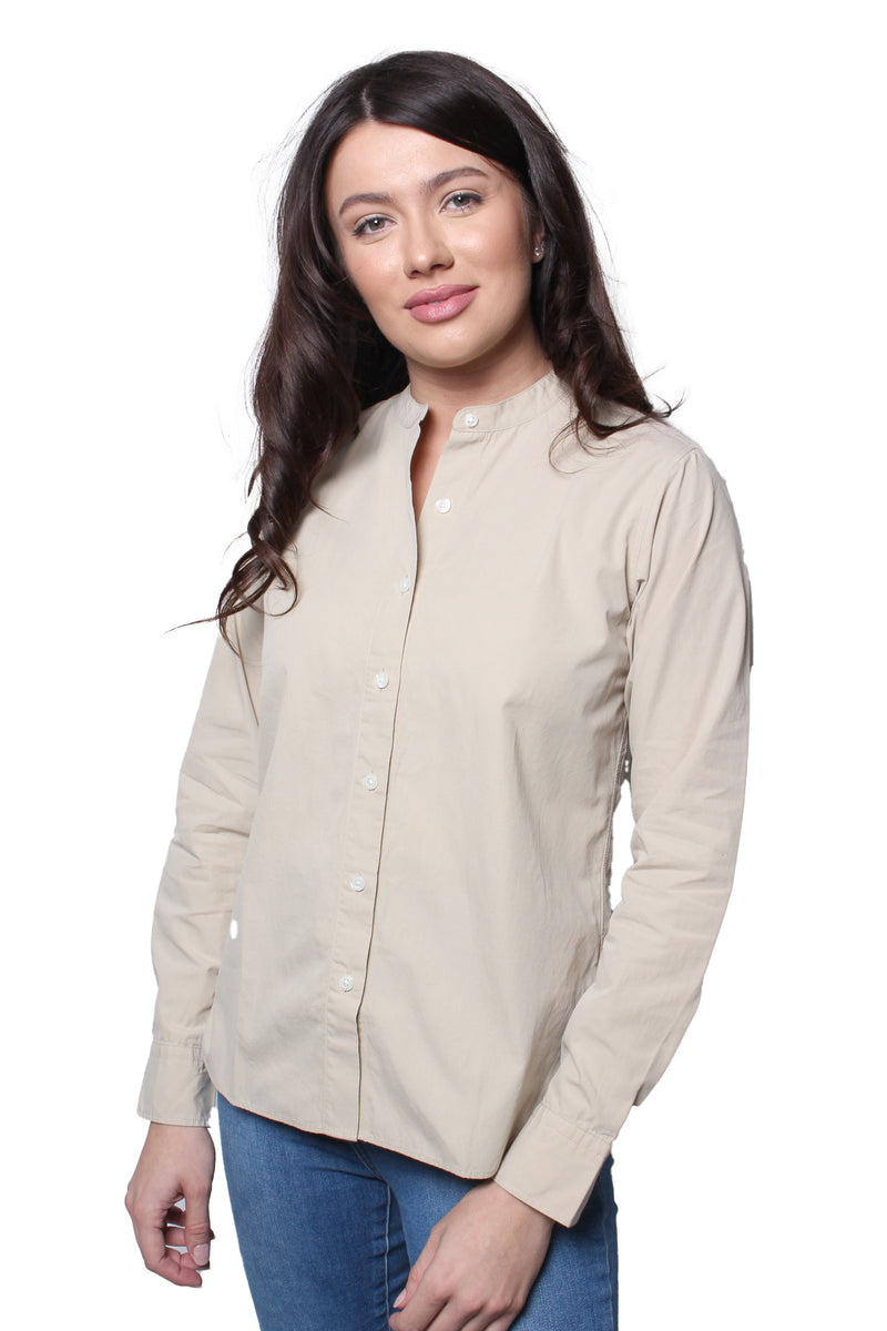 Women's Long Sleeve Button Down Solid Top