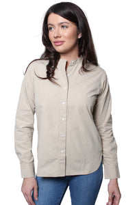 Women's Long Sleeve Button Down Solid Top