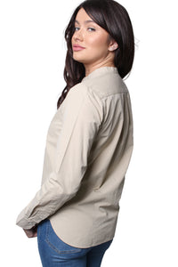 Women's Long Sleeve Button Down Solid Top