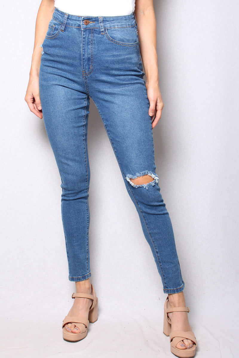 Women's High Waist Medium Wash Skinny Jeans