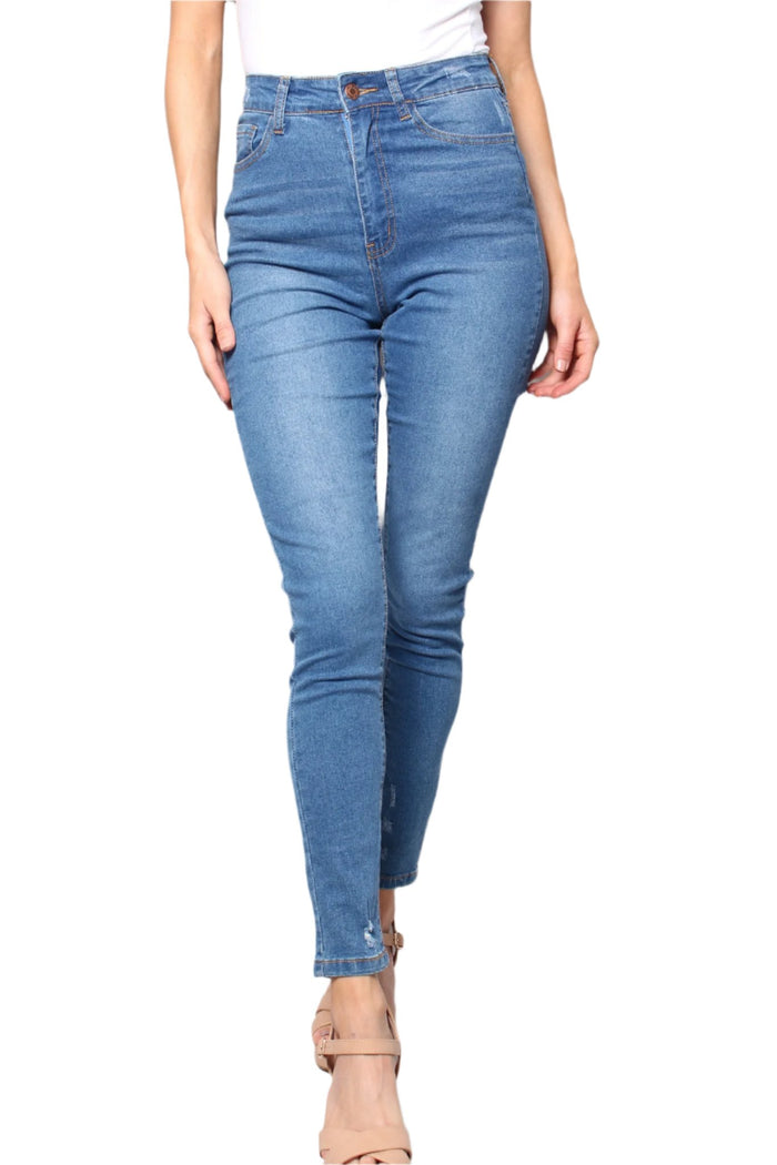 Women's High Waist Medium Wash Skinny Jeans