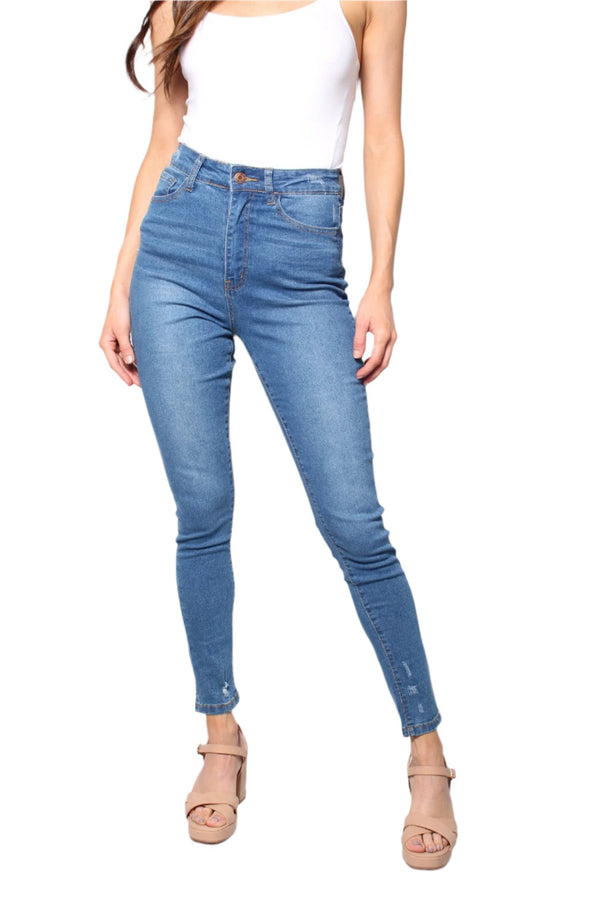 Women's High Waist Medium Wash Skinny Jeans