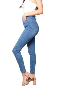 Women's High Waist Medium Wash Skinny Jeans