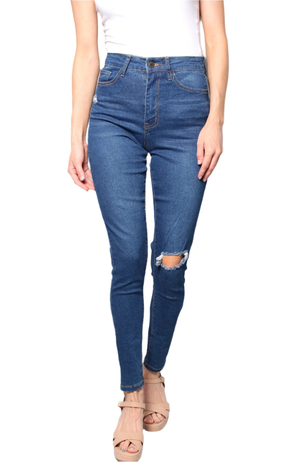 Women's High Waist Dark Wash Skinny Jeans