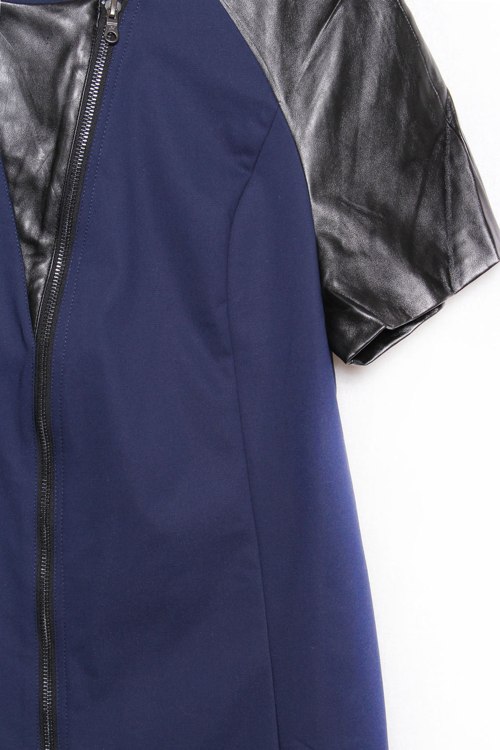 Women's Plus Short Sleeve Faux Leather Detail Dress