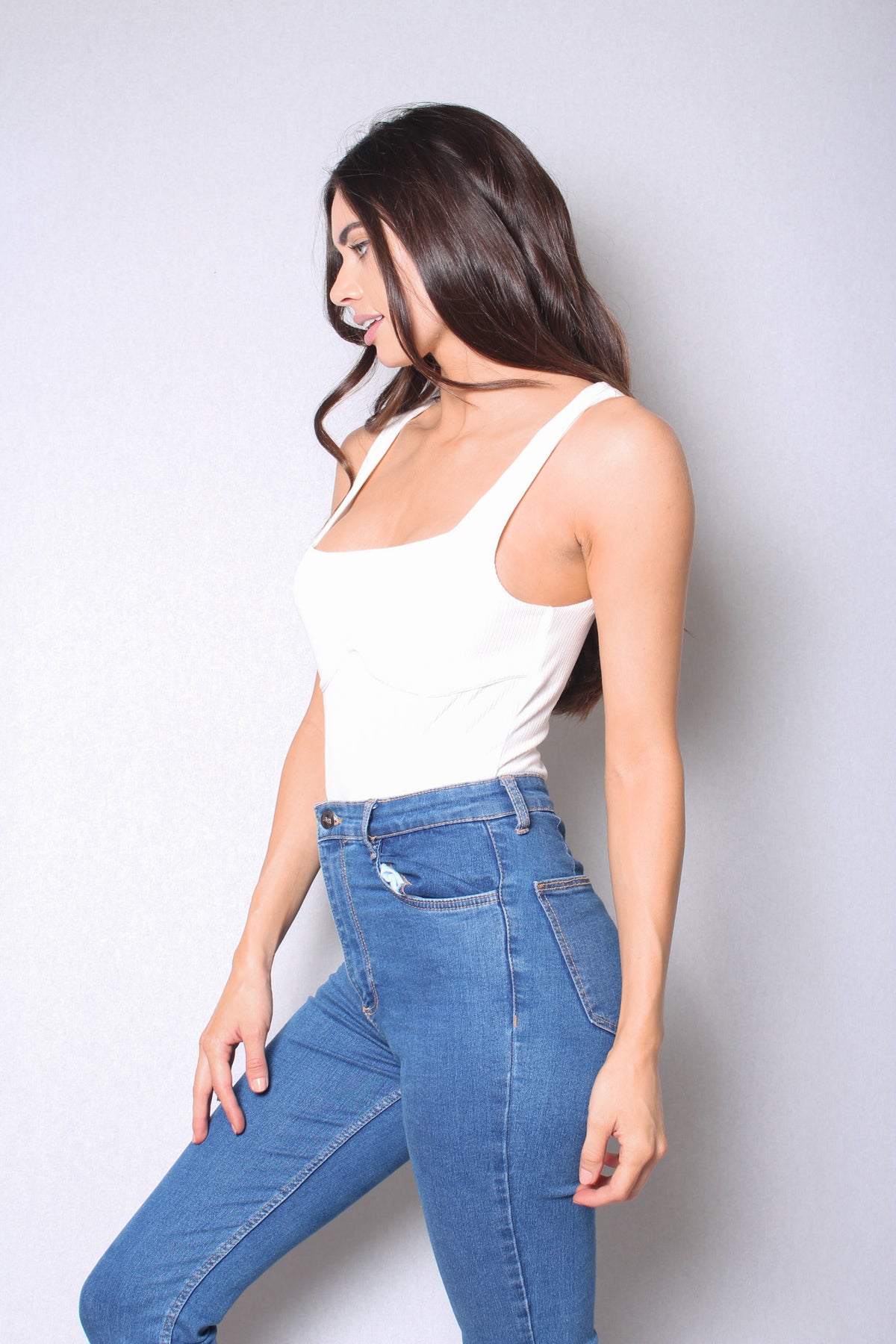 Women's Sleeveless Ribbed Bustier Bodysuit