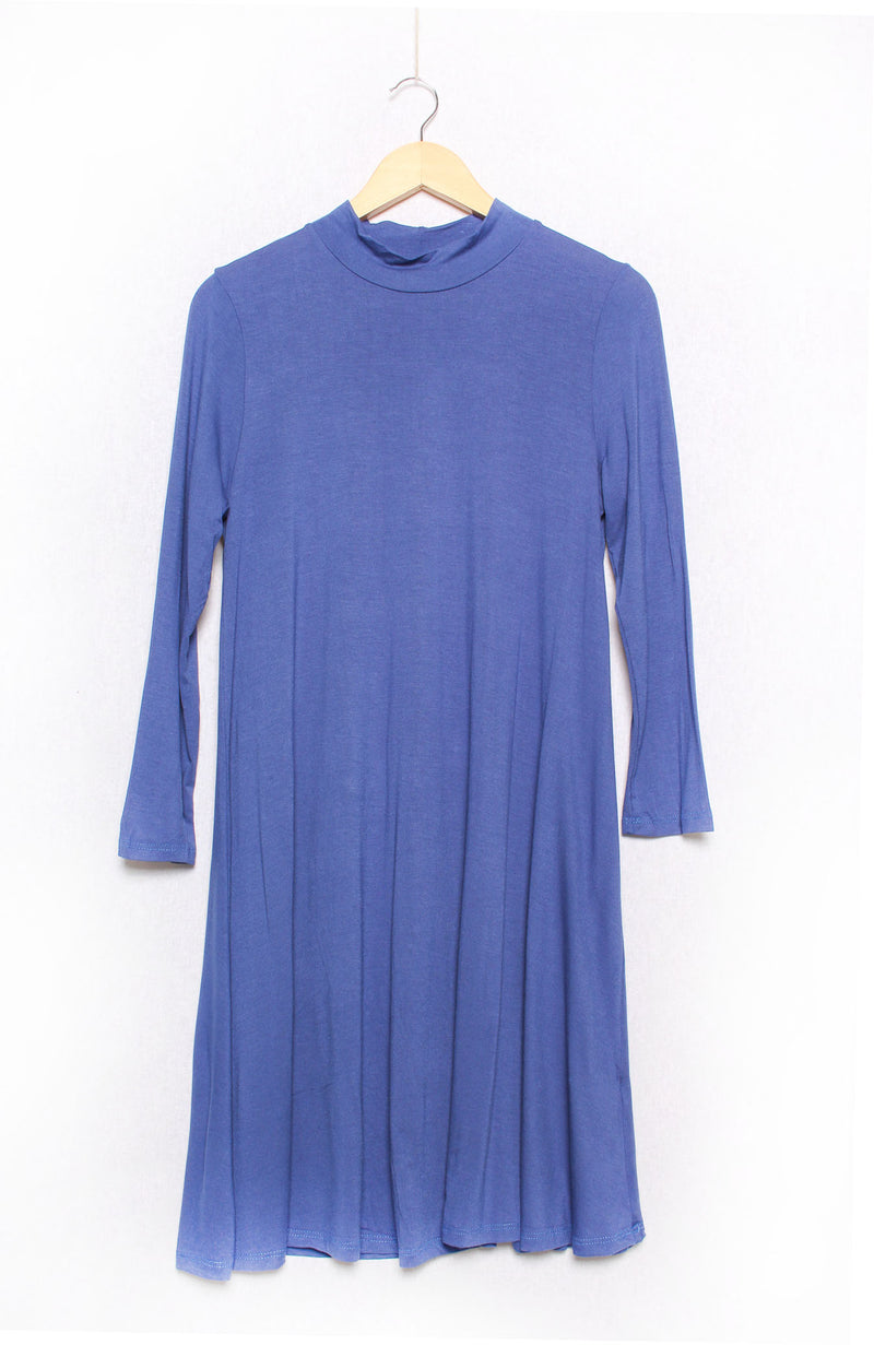 Women's Long Sleeve Turtleneck Solid Midi Dress