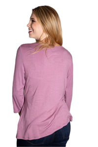 Women's 3/4 Sleeve Side Tie Knot Asymmetrical Top