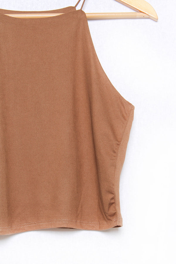Women's Sleeveless Spaghetti Strap Solid Crop Top