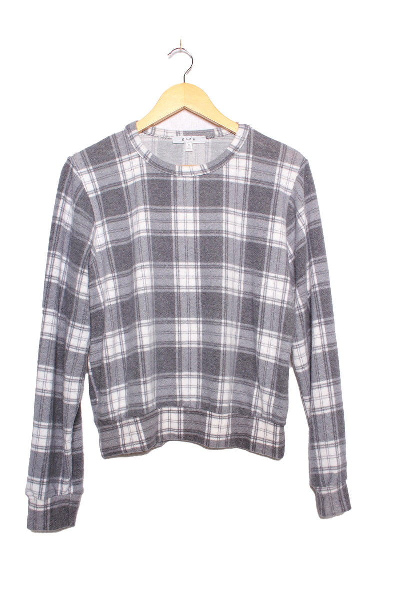 Women's Long Sleeve Round Neck Plaid Top