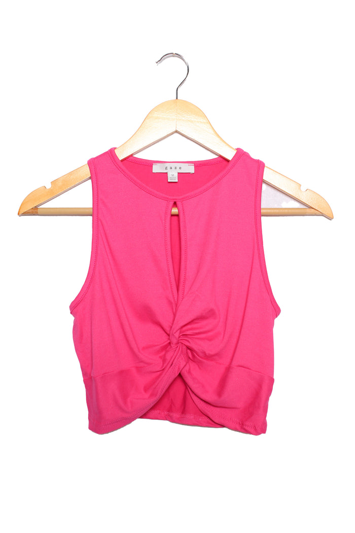 Women's Sleeveless Round Neck Cut Out Wrap Front Top