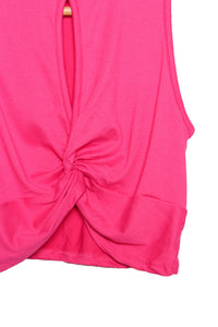 Women's Sleeveless Round Neck Cut Out Wrap Front Top