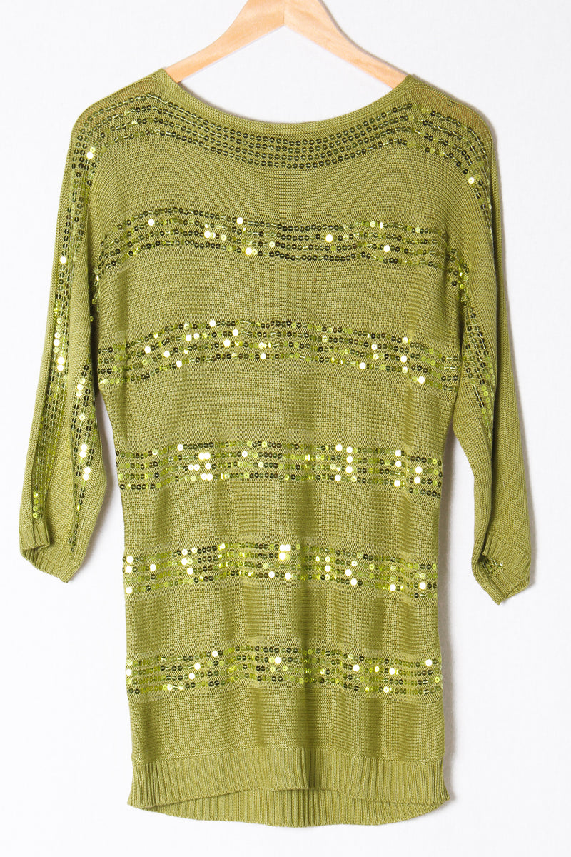 Women's Knited Long Sleeves Sequin Tunic Sweater